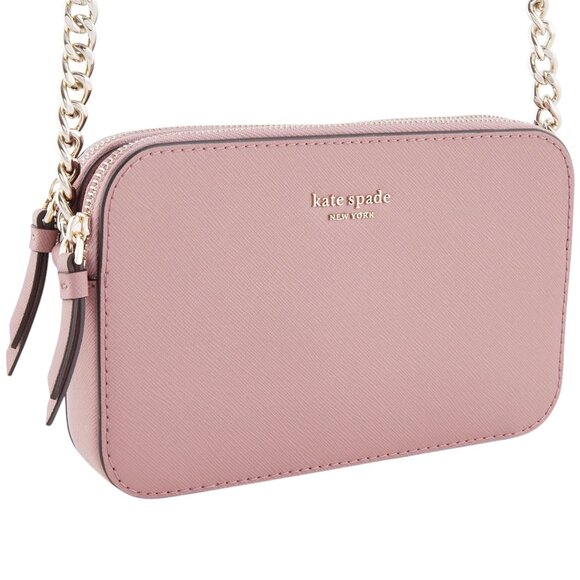 Kate Spade Cameron Double Zip Small Crossbody Bag in Dusty Peony Pink Feminine - Picture 1 of 16